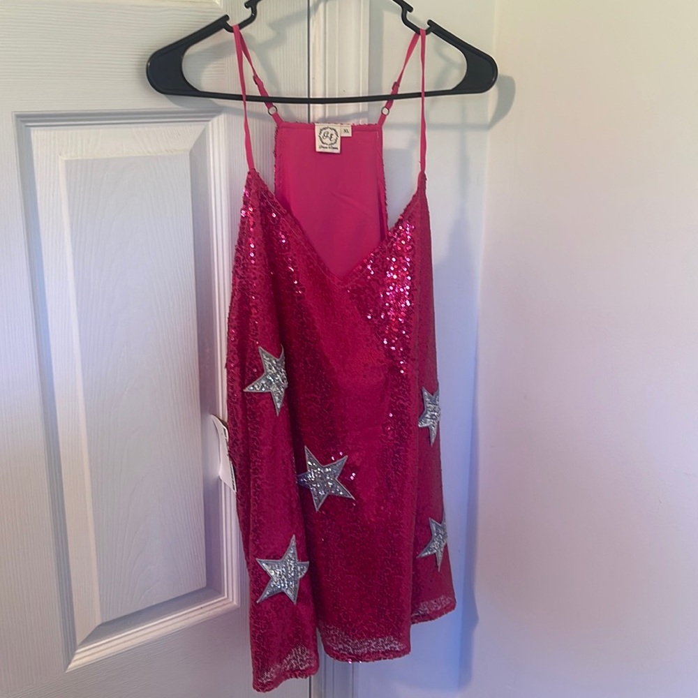 Hot Pink Sequin Star tank